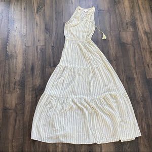 Loft Yellow and White Striped Maxi Dress